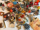 Group of Costume Jewelry, Mostly Earrings and Brooches