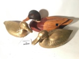 (3) Brass & Resin Ducks