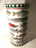 Neat Metal Trash Can W/Different Types Of Fish
