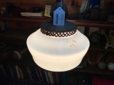 Vintage Hanging Light W/Milk Glass Globe #1 oF 2