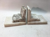 Pair Of Marble Book-Ends Shaped Like Books