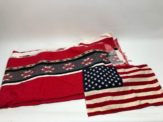 Material W/Indian Design & USA Flag