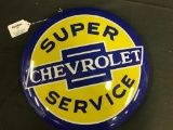 Contemporary, Metal, Chevrolet Service Button, Approx 16 Inches in Diameter