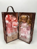 Porcelain Doll W/Clothes & Doll Trunk