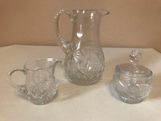 Applied Handle Pitcher with Creamer and Sugar