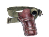 Vintage H. H. Heiser Leather Holster W/Military Belt