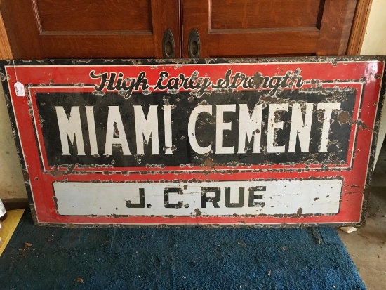 Vintage "Miami Cement J.C. Rue" Porcelain Cement Sign