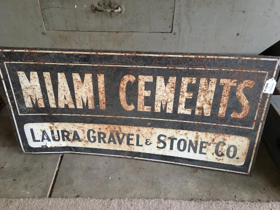 Vintage "Miami Cements, Laura Gravel & Stone Co." Tin Litho Sign