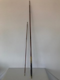 Early Wooden Fishing Pole W/Brass Reel Holder