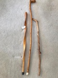 Twisted Wood Walking Stick + (2) Unfinished Sticks