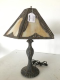 Lamp W/Leaded Glass Shade