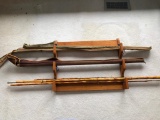 Rack W/Bamboo Fishing Pole & (3) Pole Carriers