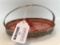 Pink Depression Glass Divided Mint Dish WSilverplated Frame