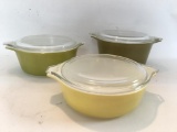 (3) Vintage Pyrex Bowls W/Lids