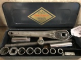Vintage Chrome X Quality socket set with all shown