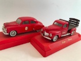 (2) Solido Coca Cola Diecast Vehicles On Stands