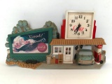 Coca Cola Plastic Diorama Of Vintage Gas Station W/Clock