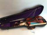 Vintage Violin & Bow In Hard Shell Case