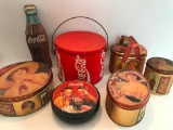 (7) Coca Cola Metal Tins/Containers