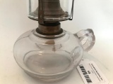 Antique Oil Lamp W/Finger Handle & Shade