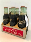 Vintage Coca Cola Metal 6 Pack Carrier W/Bottles
