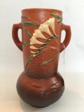 Vintage Roseville Freesia Double Handled Vase #126-10