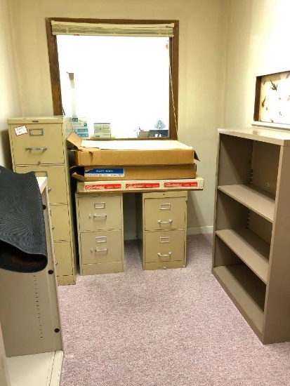 4 Drawer, File Cabinet, 2 Drawer File Cabinets, Two Metal Shelves and More
