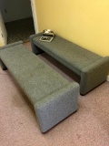 Two Lobby Benches with some Staining and an Adding Machine