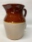 Brown & White Stoneware Pitcher