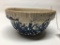 Vintage Stoneware Mixing Bowl W/Blue Spongeware Pattern