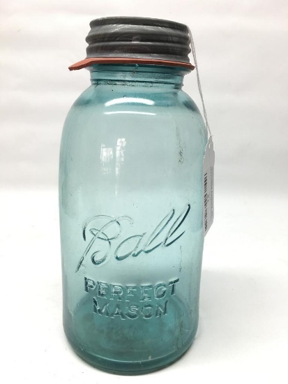 1/2 Gallon "Ball Perfect Mason" Aqua Canning Jar