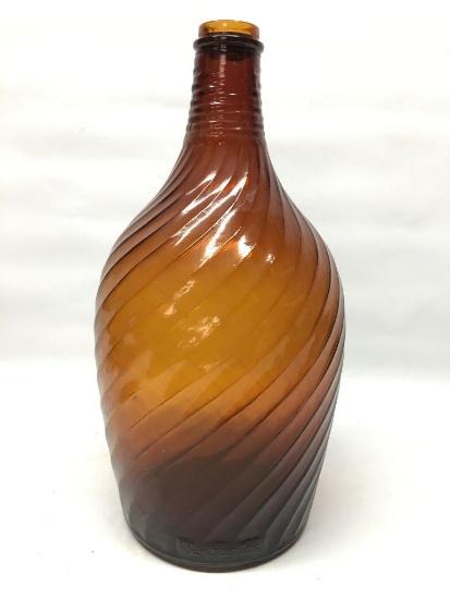 Amber "Cork Top" Gallon Size Bottle W/Swirl Design