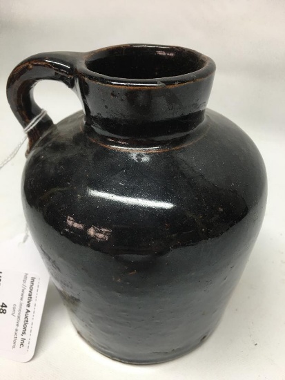 Antique Stoneware Pitcher W/Handle-Brown Glaze