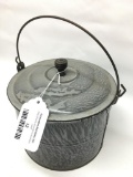 Antique Graniteware Berry Pail W/Lid & Bail