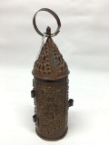 Vintage Miniature Pierced Copper Candle Lantern