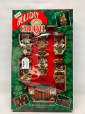 Christmas Mechanical Carousel Horses W/Light & Music In Box.