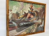 1940's Patriotic Print W/Uncle Sam & Pennsylvania Rail Road