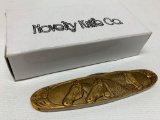 Brass 2-Bladed Pocket Knife W/Embossed Horse Heads