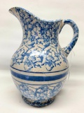 Antique Stoneware Pitcher In Spongeware Pattern