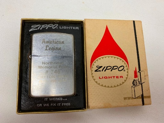 Vintage Zippo Lighter In Original Box From American Legion, Dayton, Ohio