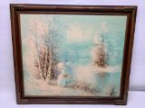 Framed Oil On Canvas Signed 