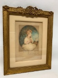 Vintage Framed Print Of Young Lady