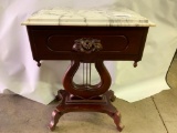 Mahogany 1-Drawer Marble Top Stand