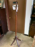 Vintage Oak Hall Tree W/Brass Hooks