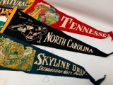 (6) Vintage Felt Travel Pennants