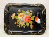 Vintage Hand Painted Metal Serving Tray