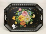 Vintage Hand Painted Metal Serving Tray