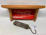 Small Coca Cola Shelf & Antique Scales