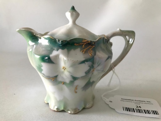 R.S. Prussia Pearlized Creamer W/Lid