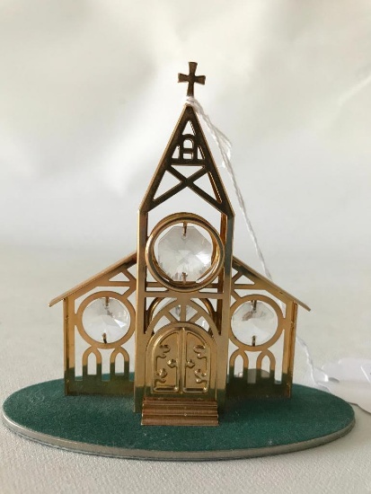 24K Gold Plated Austrian Crystal Church Building